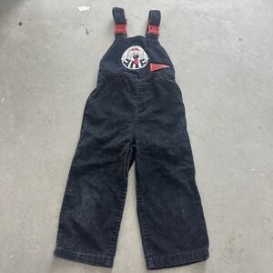 Vintage 1980s Black & Red Corduroy Full Length Overalls Touchdown Kids Size 3T